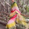 Multicoloured Plain Organza Saree - Image 5