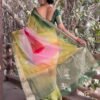 Multicoloured Plain Organza Saree - Image 6