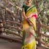 Multicoloured Plain Organza Saree - Image 15