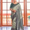Light Grey Silk Printed Saree