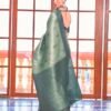 Light Grey Silk Printed Saree - Image 2