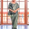 Light Grey Silk Printed Saree - Image 4