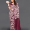 Maroon Silk Printed Saree - Image 3