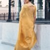 Pastel Yellow Organza Woven Saree - Image 5