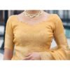 Pastel Yellow Organza Woven Saree - Image 6