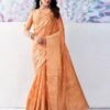 Light Orange Organza Woven Saree - Image 3