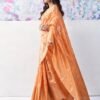 Light Orange Organza Woven Saree - Image 6