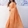 Light Orange Organza Woven Saree