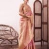 Pink Organza Woven Saree - Image 3
