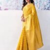 Yellow Organza Woven Saree - Image 3