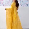 Yellow Organza Woven Saree - Image 4