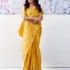 Yellow Organza Woven Saree - Image 2