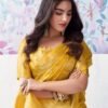 Yellow Organza Woven Saree - Image 6