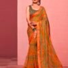 Orange Chiffon Printed Saree