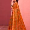 Orange Chiffon Printed Saree - Image 3