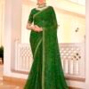 Olive Green Chiffon Bandhani Saree
