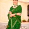 Olive Green Chiffon Bandhani Saree - Image 2
