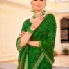 Olive Green Chiffon Bandhani Saree - Image 3