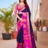 Navy Blue Silk Woven Saree
