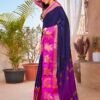 Navy Blue Silk Woven Saree - Image 3