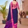 Navy Blue Silk Woven Saree - Image 4