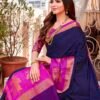 Navy Blue Silk Woven Saree - Image 6
