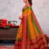Red Silk Printed Saree - Image 2