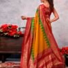 Red Silk Printed Saree - Image 4