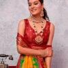 Red Silk Printed Saree - Image 6