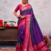 Magenta Silk Printed Saree