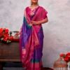 Magenta Silk Printed Saree - Image 2