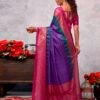 Magenta Silk Printed Saree - Image 4