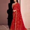Red Georgette Embroidery Saree - Image 3