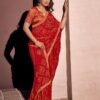 Red Georgette Embroidery Saree - Image 2