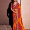 Yellow Georgette Printed Saree - Image 4