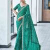 Dark Turquoise Georgette Bandhani Saree