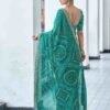 Dark Turquoise Georgette Bandhani Saree - Image 4