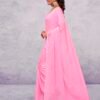 Light Pink Georgette Plain Saree - Image 2