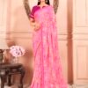 Pink Chiffon Printed Saree