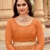 Orange Chiffon Printed Saree - Image 3