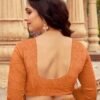 Orange Chiffon Printed Saree - Image 4