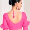 Pink Chiffon Printed Saree - Image 5