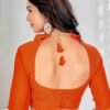 Orange Chiffon Printed Saree - Image 4