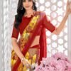 Red Chiffon Printed Saree - Image 2
