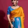 Yellow Silk Plain Saree - Image 2