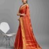 Red Silk Plain Saree - Image 3