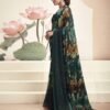 Teal Georgette Printed Saree - Image 3