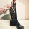 Teal Georgette Printed Saree - Image 4