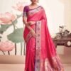 Pink Silk Plain Saree