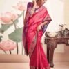 Pink Silk Plain Saree - Image 4